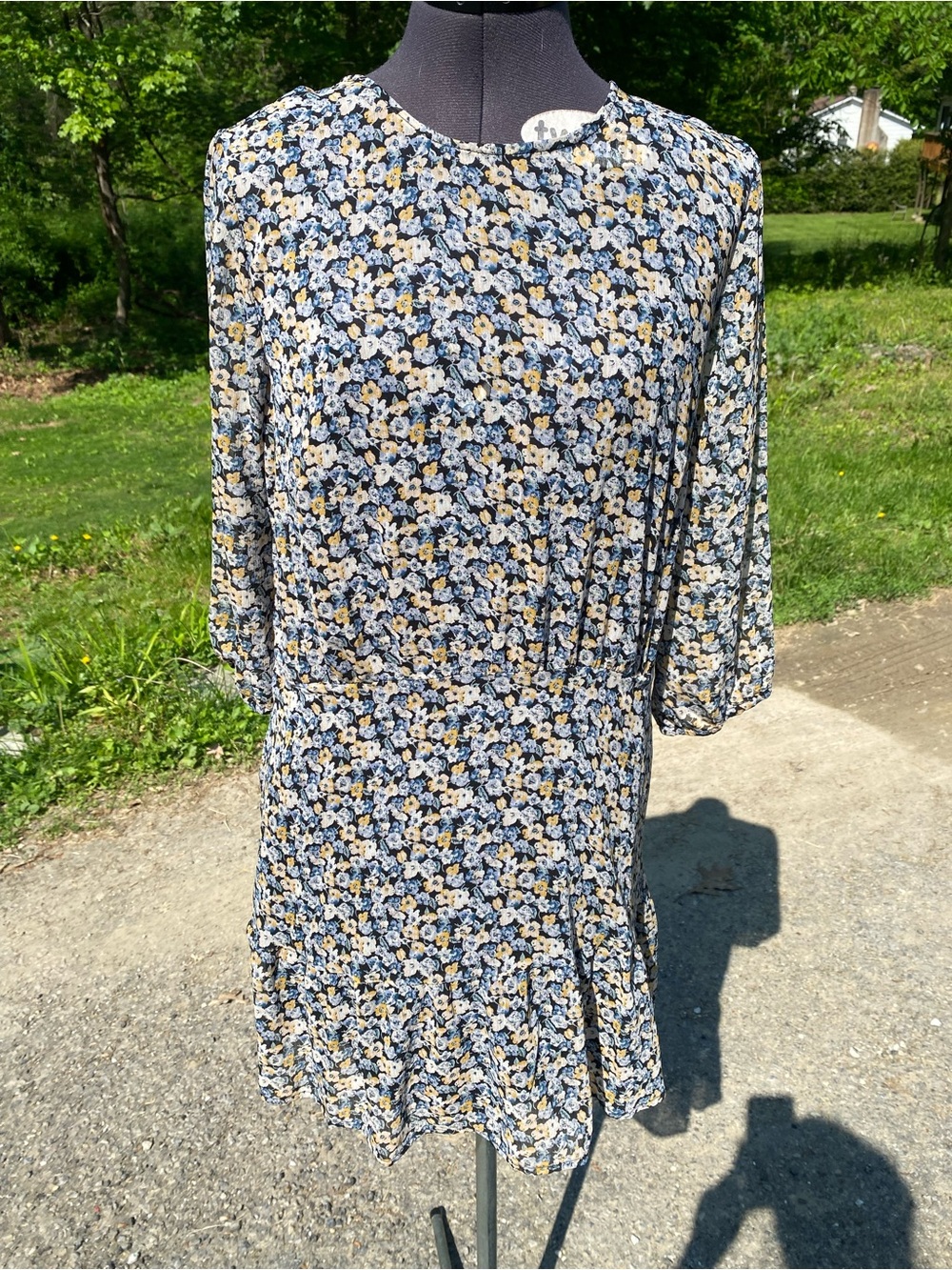 Abercrombie & Fitch Navy Floral Mini Dress with Cream and Light Blue Blooms